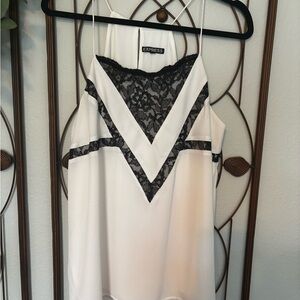 Express Downtown Camisole Top White and Black Lace Top